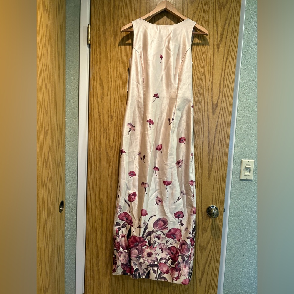 Scott McClintock Cream and Pink Floral Maxi Dress Size 4